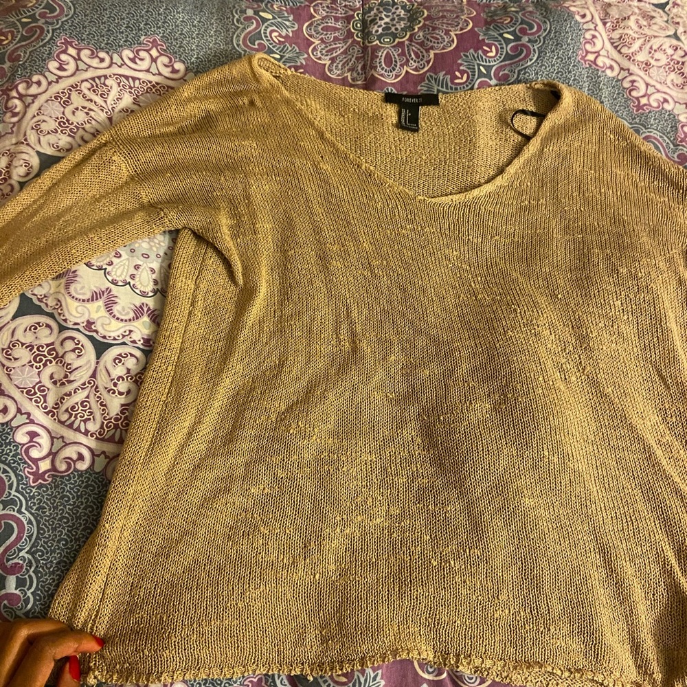 Knit v-neck tunic sweater